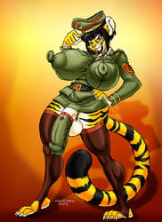 animal_genitalia anthro baojun big_breasts big_penis breasts clothing feline furry furry_only herm intersex jilo mammal military_uniform no_humans penis thick_bottom_lip tiger uniform xin_huang