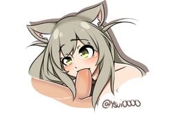 animal_ears blush dkun fellatio fox_girl gray_hair lily_the_fox_mechanic lost_pause tagme yellow_eyes