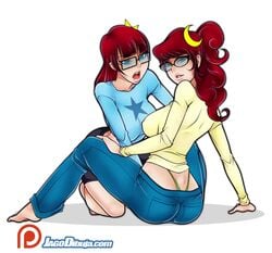 2girls animated breasts cartoon_network clothing female glasses hair_ornament incest jago_dibuja johnny_test_(series) light-skinned_female light_skin long_hair mary_test multiple_girls no_sound panties red_hair sisters slideshow susan_test test_twins twincest twins video yuri