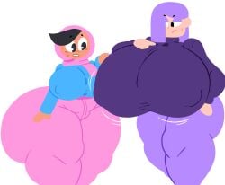 2girls big_ass big_breasts breasts bubble_butt dork_boi duolingo huge_ass huge_breasts lewd_dorky lily_(duolingo) no_outlines thick_thighs wide_hips zari_(duolingo)