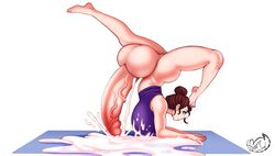 1futa balls barefoot big_breasts breasts cleavage cum cum_pool cumshot erection excessive_cum futa_only futanari huge_balls huge_testicles hyper hyper_penis intersex large_breasts looking_at_viewer meganemausu penis solo testicles