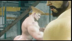 2boys 3d 3d_(artwork) 3d_model american_flag_tattoo bara_ass beard big_ass big_ass_(male) big_butt blonde_hair bubble_ass bubble_butt capcom dark_brown_hair fat_ass fat_butt gaymer93 ggaymer93 guile huge_ass huge_butt indoor_nudity indoors light-skinned_male light_skin male/male male_focus male_only muscular muscular_ass muscular_butt muscular_male naked naked_male nude nude_male pale-skinned_male pale_skin plump_ass plump_butt round_ass round_butt ryu_(street_fighter) street_fighter street_fighter_6 thick_ass thick_butt yaoi