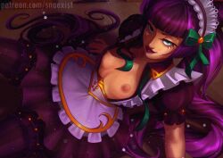 1girls cafe_cutie_jinx cafe_cuties_series female female_only flat_chest green_eyes jinx_(league_of_legends) league_of_legends purple_hair solo