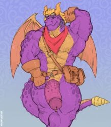 abs activision animal_genitalia animal_humanoid anthro bara biceps boner dragon erection genital_slit genitals hi_res humanoid male male_only muscular muscular_anthro muscular_male mythological_creature mythological_scalie mythology pecs penis purple_body purple_scales scales scalie solo spyro spyro_the_dragon tail tylerstark vein veiny_muscles veiny_penis wings