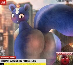 anthro big_ass big_butt buildings city_background flaky_(htf) happy_tree_friends hi_res high_resolution highres macro macro_female petunia_(htf) zexyprof