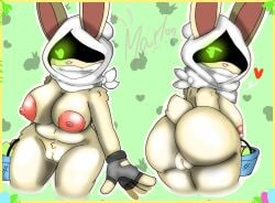 bess_(piggy) big_breasts bunny_girl female female_focus female_only fur green_eyes non-canon_character piggy_(game) roblox roblox_game woflgame