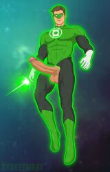 1boy balls bara big_balls big_penis brown_hair bulge casual clothing dc dc_comics erection green_lantern green_lantern_(series) hal_jordan human male male_focus male_only muscular_male pale_skin penis penis_outline power_ring ring solo_male streetmeat tight_clothing