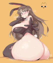 1girl 1girls 2d 2d_(artwork) 2d_artwork ass ass_focus azumanga_daiou bare_ass bare_shoulders big_ass big_butt black_bunny_ears black_bunnygirl_costume black_clothes black_clothing black_legwear black_lips black_lipstick blush blush_lines blushing brown_eyes brown_hair bunny_ears bunny_girl bunny_girl_suit bunny_tail bunnysuit butt butt_focus cat cat_face cleavage cleavage_overflow clothed clothed_female clothing color colored corset earring earrings elbow_gloves embarrassed embarrassed_female facing_away female full_color glasses gloves hip_dips huge_ass huge_butt jiggling_breasts koyomi_mizuhara large_breasts leebongchun leotard lips_parted long_gloves looking_back massive_ass massive_breasts nervous nervous_expression nervous_sweat orange_background overflowing_breasts pale-skinned_female pale_skin perspective_shot ribbon sagging_breasts saggy_breasts shiny shiny_ass shiny_breasts shiny_butt shiny_clothes shiny_hair shiny_skin sitting sitting_down skindentation small_waist stockings strapless_leotard sweat sweatdrop sweating sweaty sweaty_body sweaty_butt sweaty_legs sweaty_thighs thick thick_ass thick_butt thick_hips thick_legs thick_thighs thigh_highs thighhighs thin_waist tiny_waist viewed_from_behind viewed_from_below wasp_waist white_iris wide_hips