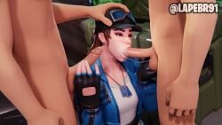 1girls 3d 3d_(artwork) blowjob clothed_female_nude_male cloud_striker_(fortnite) cum cum_in_mouth fortnite lapebr91