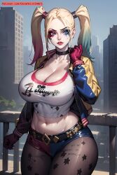 1girls abs ai_generated artist_name ass batman_(series) big_ass big_breasts big_thighs blonde_hair booty_shorts bottom_heavy breasts bust busty chest choker cleavage crop_top curvaceous curvy curvy_figure dc dc_comics digital_media_(artwork) dovahkiiniaart female female_focus female_only giant_breasts glove harleen_quinzel harley_quinn hips hourglass_figure huge_ass huge_breasts human jacket large_ass large_breasts legs light-skinned_female light_skin mature mature_female multicolored_hair pantyhose patreon_username pigtails slim_waist solo suicide_squad suicide_squad_(2016) thick thick_hips thick_legs thick_thighs thighs top_heavy villain villainess voluptuous voluptuous_female waist wide_hips wide_thighs