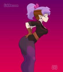 amity_blight big_ass big_butt disney dyed_hair evil_raccoon female gloves gold_eyes pale_skin pointy_ears ponytail purple_hair side_view solo the_owl_house the_owl_house_(finale) thick thick_ass thick_thighs white_skin witch