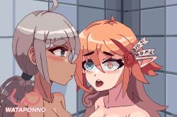 2girls animated animated_gif female/female female_focus female_on_female female_only game_cg gif girl_on_girl girls girls_only kissing lesbian lesbian_kiss long_hair loop looping_animation multiple_girls only_female orange_hair pixel_art ponytail wataponno yuri