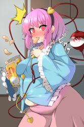 bbw belly_overhang big_belly big_female blush caught chubby chubby_female embarrassed fat fat_ass fat_female fat_fetish fat_girl fat_woman fatty large_female obese obese_female overweight overweight_female pig pink_hair plump pork_chop potato_chips satori_komeiji sweatdrop sweating thick_thighs touhou tubby weight_gain