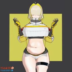 1:1 1girls 3d animated big_breasts black_topwear blonde_hair booty_shorts breasts chin_length_hair chubby chubby_belly chubby_female elegg_(nikke) female female_only gloves goddess_of_victory:_nikke hair_over_eyes jiggling_belly jiggling_breasts large_breasts nipples nipples_visible_through_clothing no_sound pale-skinned_female pale_skin shorter_than_10_seconds suspenders tagme thick_thighs thigh_strap two_tone_hair video white_jacket wide_hips yellow_gloves yuukis