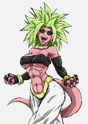 1girls abs android_21 android_21_(evil) athletic athletic_female bandeau belly_button black_sclera blue_eyes bracelet breasts clawed_fingers claws collar detached_sleeves dragon_ball dragon_ball_fighterz dragon_ball_super dragon_ball_z ear_piercing fangs fit fit_female front_view fusion_character green_hair jewelry kefla laugh laughing legendary_super_saiyan looking_at_viewer majin_android_21 muscular_arms muscular_female navel nipples_visible_through_clothing pointy_ears sharp_fingernails six_pack smile smiling spiked_hair spiky_hair standing super_saiyan super_saiyan_2 tail tongue tongue_out white_background ydraw4fun