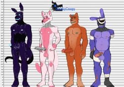 anthro cheekycreepy five_nights_at_freddy's five_nights_at_freddy's:_security_breach five_nights_at_freddy's_2 fnaf furry glamrock_freddy_(fnaf) height_chart knotted_penis male_only mangle_(fnaf) mxes_(fnaf) penis_chart penis_out reference_sheet withered_bonnie