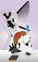 2016 ass ass_slap big_breasts big_butt breasts butt_slap female haydee haydee_(game) hi_res machine mechslip robot simple_background slap slasher_(haydee) spanking thick_thighs video_games wide_hips