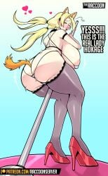 1girls ass big_ass big_breasts big_butt bikini blonde_hair breasts busty curvaceous curvy curvy_body curvy_female curvy_figure english english_text fake_animal_ears fake_tail female heels high_heels hokage huge_ass huge_breasts large_breasts naruto naruto_(series) naruto_shippuden one_eye_closed pole raccoonserver tail text thick_thighs thighs tsunade voluptuous