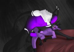 alien balls big_balls big_penis black_skin demon himeros_(himeros) himerosthegod horn male penis purple_penis purple_skin razar_(ilovdota2) saliva stomach_bulge tongue yaoi