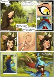 anthro aroused ass being_watched blue_body blush bodily_fluids border bottomwear brown_body brown_fur brown_hair claws clothed clothing comic cum cum_in_pussy cum_inside cum_on_body dialogue dripping english_text fantasy feet female fight forest fur genital_fluids hair hi_res hindpaw jungle leaking leaking_cum lizard lizardman lizardman_(warhammer_fantasy) loincloth loincloth_only looking_at_another mammal murid murine nude outside partially_clothed pawpads paws plant pussy_juice_drip pussy_juice_leaking pussy_juice_on_hand pussy_juice_string rat reptile rodent scalie skaven skink_(warhammer_fantasy) sound_effects surprise surprised_expression sweat tackle tail teeth text thecumrat topless touching_pussy tree vaginal_fluids warhammer_(franchise) warhammer_age_of_sigmar warhammer_fantasy white_border yellow_eyes