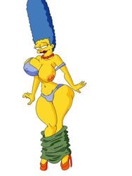 areola big_breasts blue_hair erect_nipples female human marge_simpson maxtlat nipples solo the_simpsons