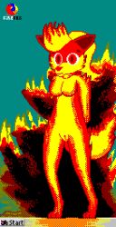 absurd_res anthro breasts canid canine derp_eyes digital_media_(artwork) female fire firefox fox hi_res hrelterskrelter humor mammal microsoft microsoft_windows pixel_(artwork) solo windows_95