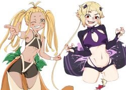 2girls blonde_hair capella_emerada_lugunica female liliana_masquerade re:zero_kara_hajimeru_isekai_seikatsu sports_bra tagme