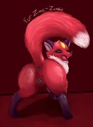 2017 all_fours animal_genitalia animal_pussy anus ass blush canine dipstick_tail fangs female feral fox fur looking_back mammal markings multicolored_fur multicolored_tail oneshot open_mouth pussy raised_tail red_fox red_fur rue_(oneshot) rustbust simple_background socks_(markings) spreading teeth white_fur zoophilia