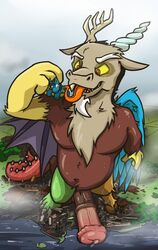 anthro arrwulf destruction discord_(mlp) erection feral friendship_is_magic hybrid macro male_only my_little_pony penis precum vore