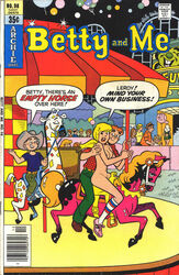 1girls 2boys age_difference archie_andrews archie_comics areolae betty_and_veronica betty_cooper blonde_hair breasts carnival carousel carousel_horse casual clothed_male cmnf comic_cover cowboy_hat erect_nipples female freckles ginger_hair giraffe human leroy merry_go_round moriartyhide nipples nude_female pale_skin public red_hair socks_and_shoes tagme