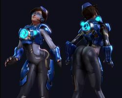 3d alternate_costume animated ass batesz blue-tinted_eyewear brown_hair cadet_oxton chronal_accelerator dancing female female_only garrison_cap no_sound overwatch solo source_filmmaker tinted_eyewear tracer uniform video visor