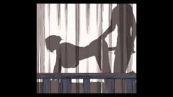 1boy 1girls animated behind_curtain big_breasts big_penis doggy_style female from_behind male moaning mp4 shadow sound tagme video