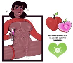 abs aphrodisiac breasts dark-skinned_female dark_skin female fruit_basket_(jamesab) heart-shaped_pupils helen_de_silva_(jamesab) jamesab muscles muscular_female nipples non_canon original_character plant_program_(jamesab) pussy solo