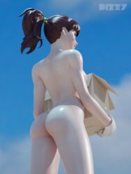 3d alternate_costume ass blender brown_hair butt d.va dizzy3d female nano_d.va overwatch solo