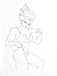 1girls biceps breasts cleavage dragon_ball dragon_ball_super dragon_ball_z earrings female female_only flexing kale kale_(berserker) legendary_super_saiyan looking_at_viewer muscles muscular_female navel orangethunder2 pose saiyan sketch solo super_saiyan super_saiyan_2 thong toned