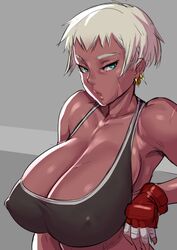 big_breasts breasts cleavage dark-skinned_female dark_skin female female_only huge_breasts large_breasts looking_at_viewer mikoyan nipples solo