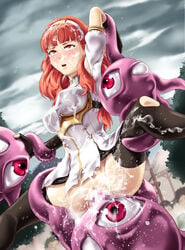 10s 2017 armpits arms_up blush breasts celica_(fire_emblem) censored deep_rising elbow_gloves female fire_emblem fire_emblem_echoes:_shadows_of_valentia fire_emblem_gaiden mogall mosaic_censoring nintendo rape red_eyes red_hair sex shiny shiny_hair shiny_skin short_hair spread_legs tentacle tentacle_rape thighhighs