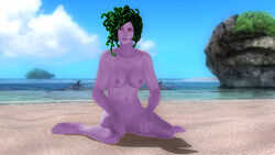 3d beach dead_or_alive dead_or_alive_5 gorgon medusa naked nude parodius