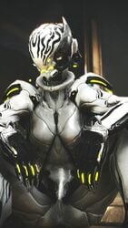 amonsrule between_legs captura claws sitting valkyr_(warframe) warframe