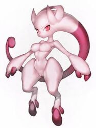 1girls breasts female female_only floating full_body fumio_(rsqkr) furry large_breasts looking_at_viewer mega_mewtwo_y mewtwo monster_girl navel nipples nude personification pokemon pokemon_(species) pokemon_rgby pokemon_xy pussy red_eyes simple_background solo thighs uncensored white_background wide_hips