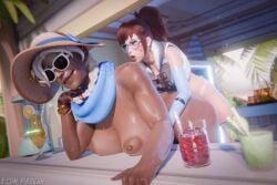 1futa 1girls 3d 3d_(artwork) age_difference ahe_gao ambiguous_penetration ana_amari asian asian_futa ass big_breasts blizzard_entertainment braided_ponytail brown_hair chocolate_and_vanilla d.va dark-skinned_female dark_skin detached_sleeves drink drinking_glass female futa_on_female futanari heart-shaped_eyewear interracial interracial_sex intersex intersex/female intersex_penetrating intersex_penetrating_female life_vest light-skinned_futa light_skin looking_back looking_pleasured milf nipples nude nude_female old_ana_amari older_female overwatch pale-skinned_futa pale_skin piroguh ponytail size_difference sun_hat sunglasses tropical_drink white_hair younger_futa younger_penetrating_older