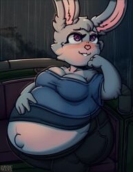 big_breasts breasts cleavage drokmars female furry huge_breasts judy_hopps morbidly_obese morbidly_obese_female pregnant pregnant_female tagme thick_thighs wide_hips