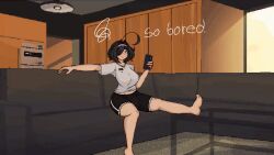 01chairat 1female 1girls 2d 2d_animation animated animated animated animation bored breasts breasts bulge dickgirl female female female female_focus female_only futanari futanari mobile_phone short_hair sitting solo solo_female solo_focus tagme