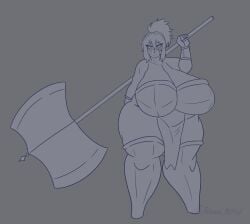 1girls askora axe battle_axe breasts female massive_breasts my_hero_academia nana_shimura thick_thighs thighs weapon
