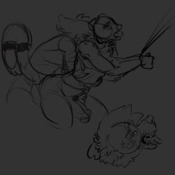 anthro anthro_on_anthro anthro_penetrated anthro_penetrating anthro_penetrating_anthro bondage canid canine canis domestic_dog duo gag gagged greyscale hi_res male male/male male_penetrated male_penetrating male_penetrating_male mammal monochrome penetration puppy_meats sex