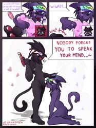 2boys balls black_hair blowjob blue_hair chance_(forsaken) comic comics completely_nude completely_nude_male dick dick_in_mouth dick_sucking domination elliot_(forsaken) english_text feet femboy femboy_only foot_fetish forsaken_(roblox) furry furry_only gay gay_domination gay_sex ghiadiz gun male more_at_source nayn_chance_(forsaken) nude nude_male nyan_cat nyan_elliot_(forsaken) paw_pose pawpads paws penis roblox roblox_game robloxian self_upload silly silly_face speech_bubble sucking sucking_dick sucking_penis text