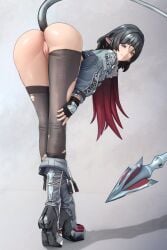 1girl 1girls 3d 3d_(artwork) 3d_model 3d_render arched_back ass ass_focus ass_up asshole bent_over black_hair blue_eyes boots censored_pussy fingerless_gloves full_body gloves grey_background jacket jane_doe_(zenless_zone_zero) jesushentaichr8 leggings long_hair long_tail looking_at_viewer looking_back looking_back_at_viewer pose posing presenting presenting_ass pussy pussy_lips rat rat_ears rat_tail red_highlights ripped_leggings sharp_tail smile smiling smiling_at_viewer standing_on_tip_toes tail thick thick_ass thick_butt thick_tail thick_thighs thigh_highs thighhighs thighs tight_ass zenless_zone_zero