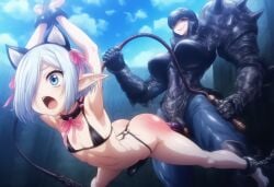 anal anal_penetration anal_sex androgynous cat_ears chains collar crossdressing crossdressing_male cute_face erection erection_under_clothes fake_animal_ears fake_cat_ears femboy half-dressed half_naked helpless humiliated humiliation micro_bikini muscular muscular_female punishment rape_slave raped raped_by_enemy ribbon ribbons shocked shocked_expression shocked_face sissification sissy slave slave_bikini slave_boy slave_collar slave_outfit spanked spanked_ass spanked_butt thong tied_up trap whip