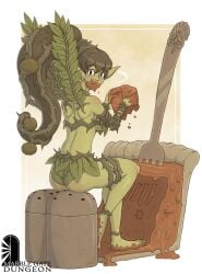 ass barefoot brett_neufeld eating fairy female green_skin marble_gate_dungeon miniature pie pointy_ears