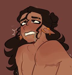 brown_eyes brown_hair drooling implied_anal jay_(descendants) piercings scars